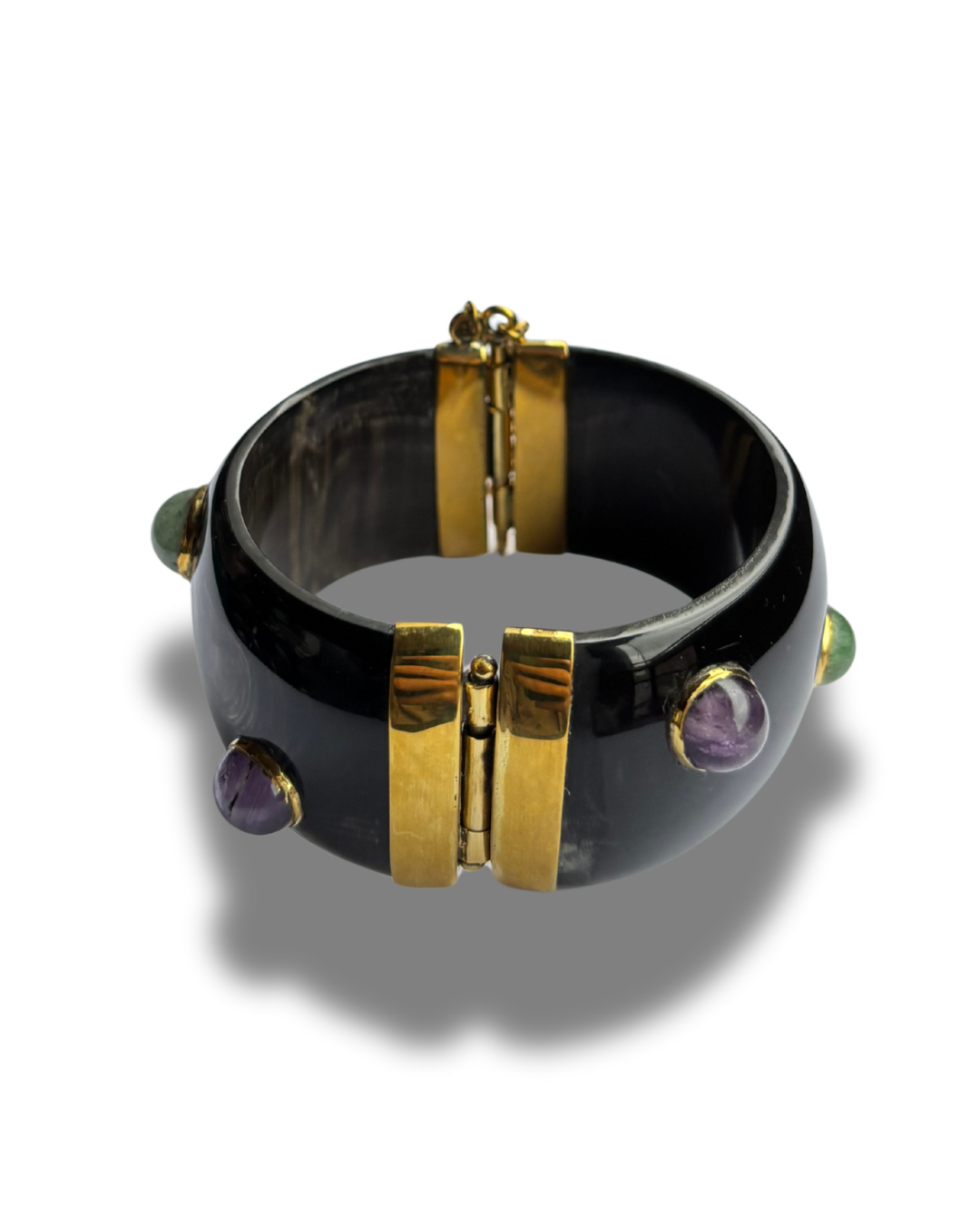 Black Horn Bracelet with Glassbeads