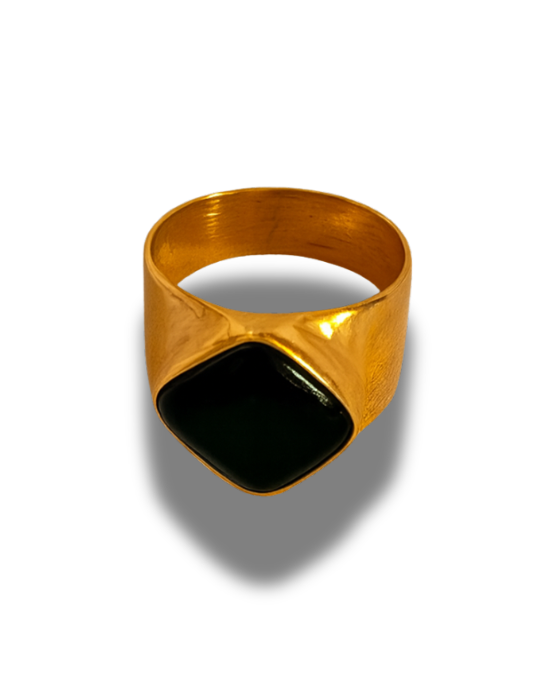 Goldplated Ring With Dark Glassbead
