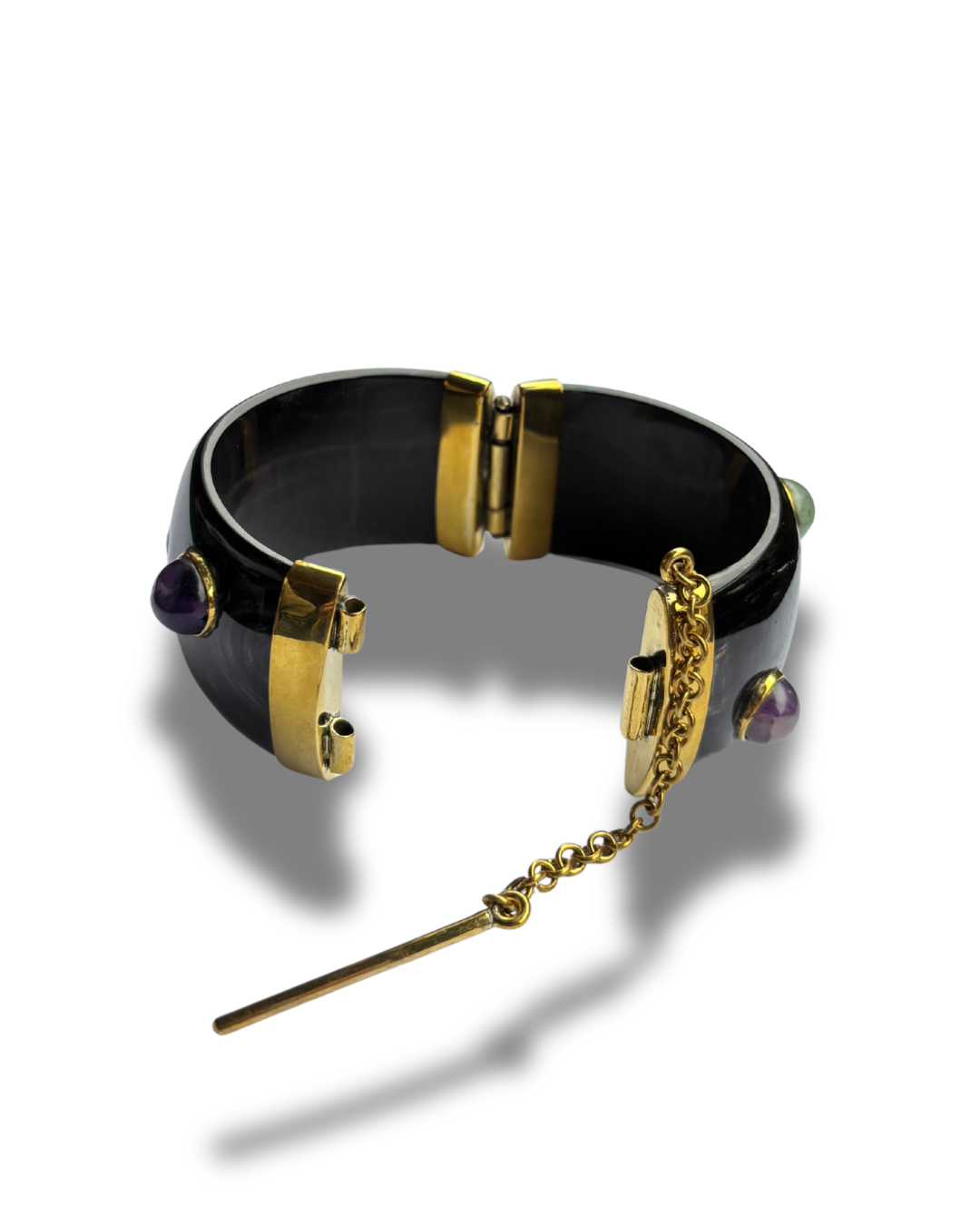 Black Horn Bracelet with Glassbeads