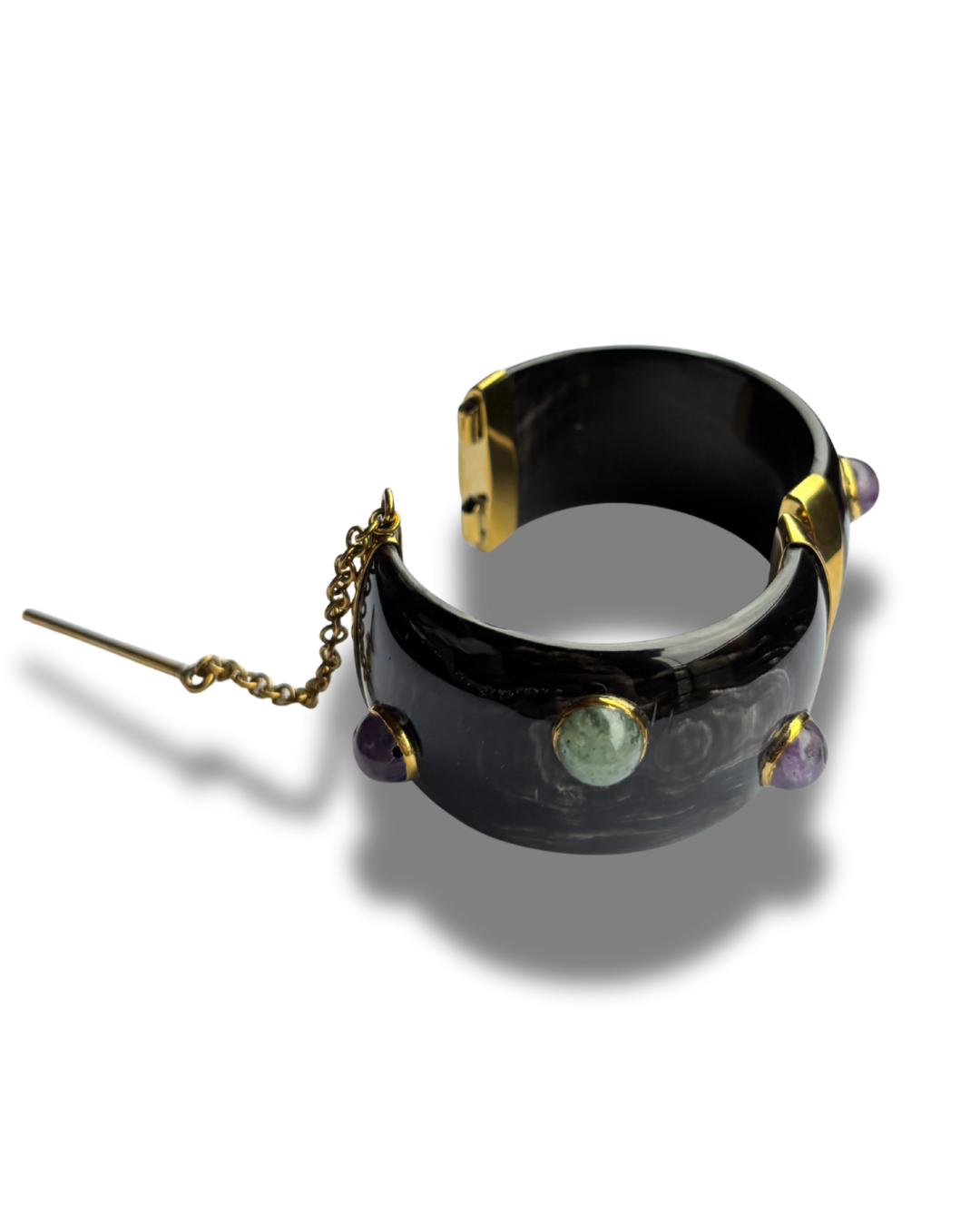 Black Horn Bracelet with Glassbeads