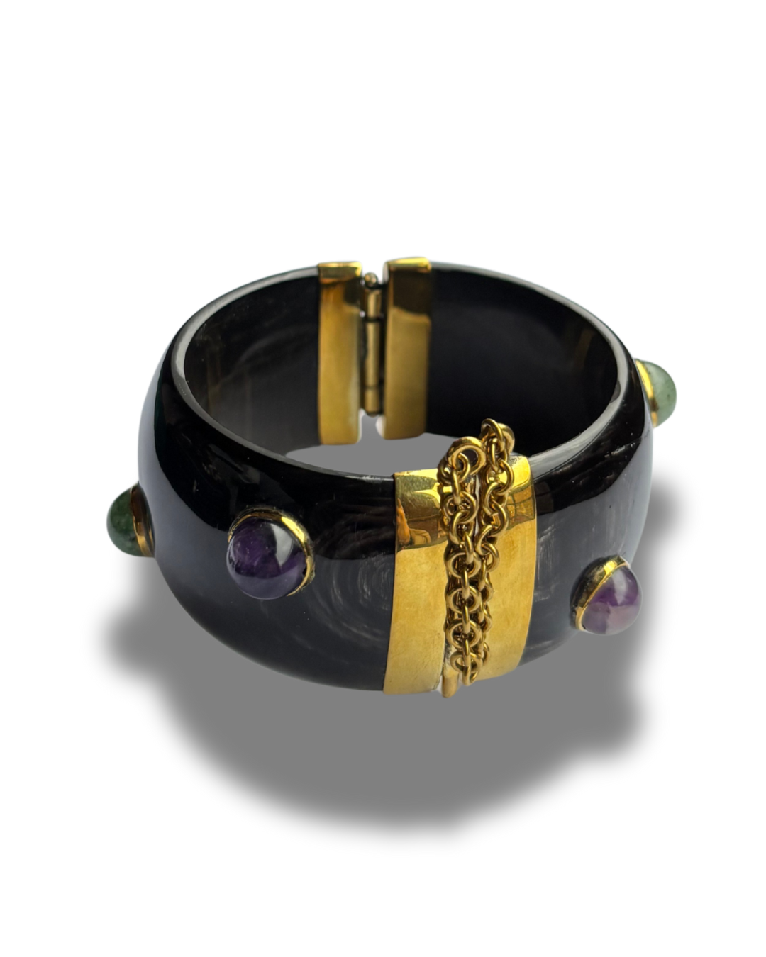 Black Horn Bracelet with Glassbeads