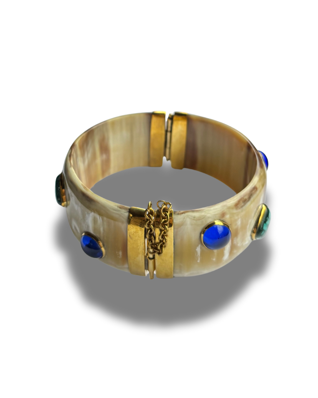 Light-Brown Horn Bracelet with Glassbeads