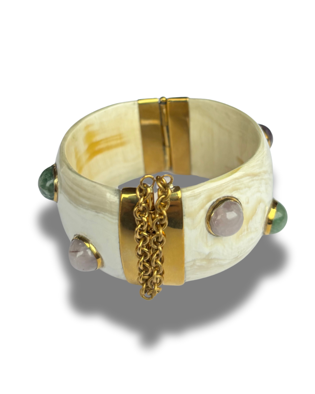 White Horn Bracelet with Glassbeads