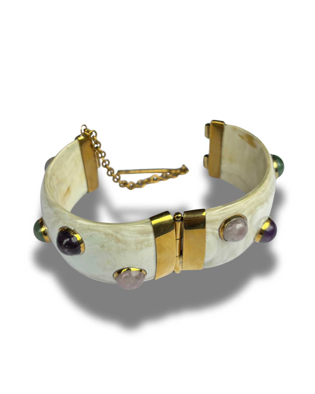 White Horn Bracelet with Glassbeads