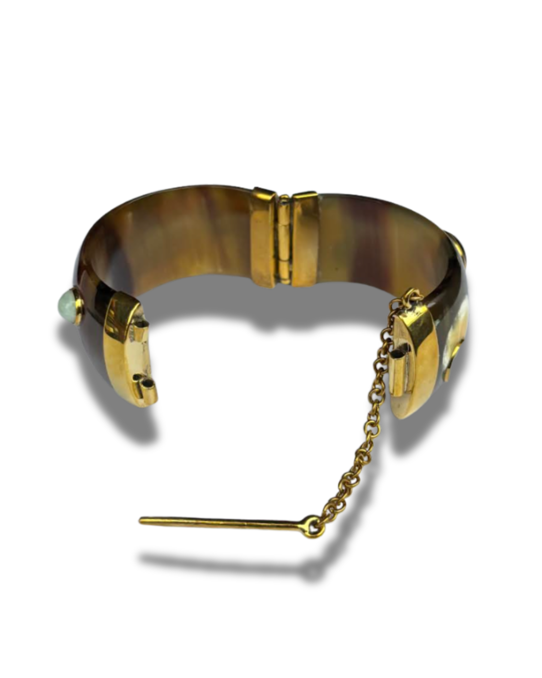 Brown Horn Bracelet with Glassbeads