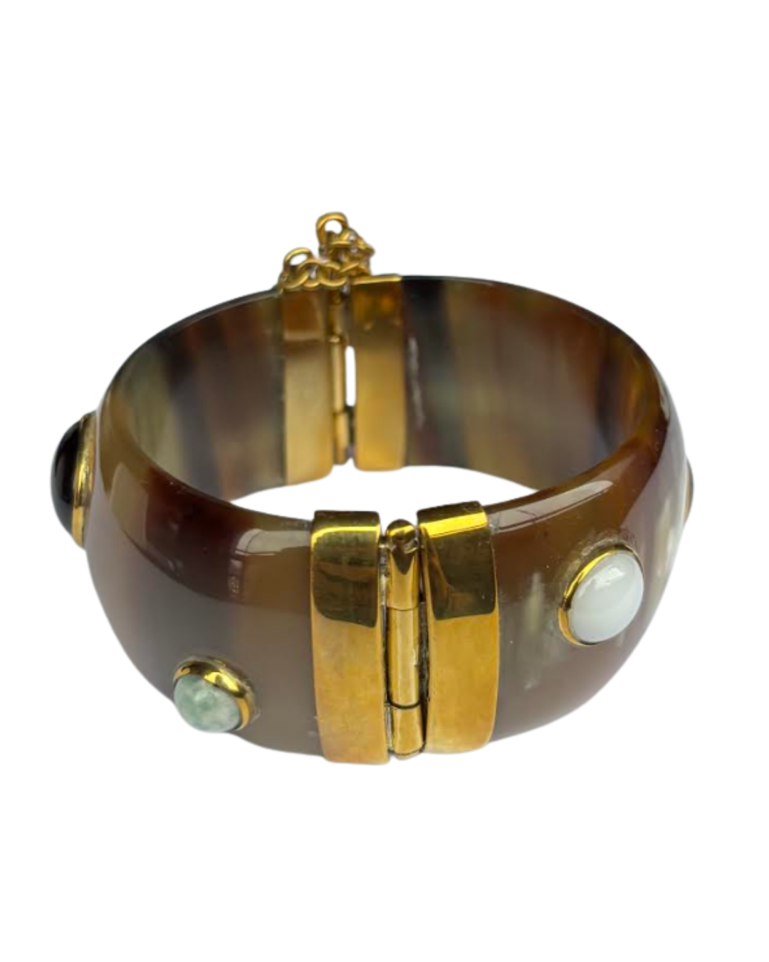 Brown Horn Bracelet with Glassbeads