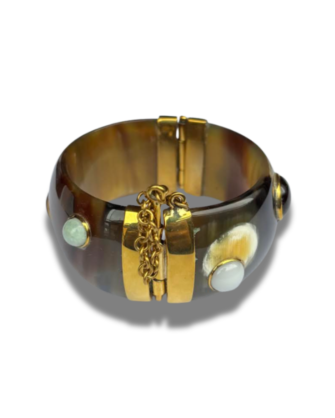 Brown Horn Bracelet with Glassbeads