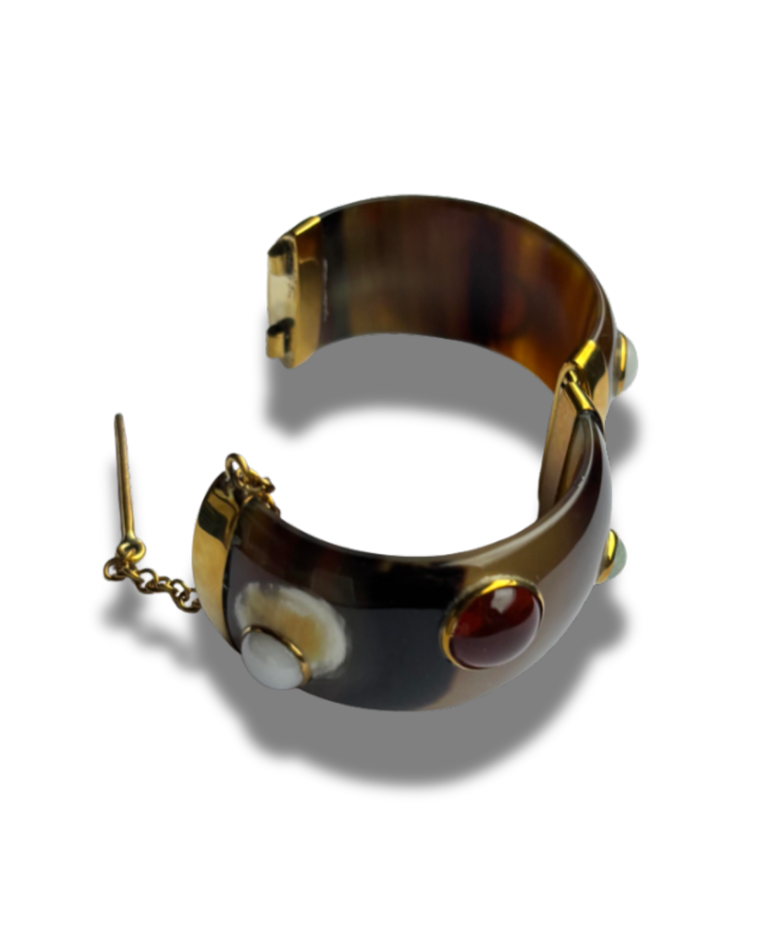 Brown Horn Bracelet with Glassbeads