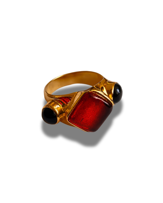 Gold-plated Ring with Glassbeads