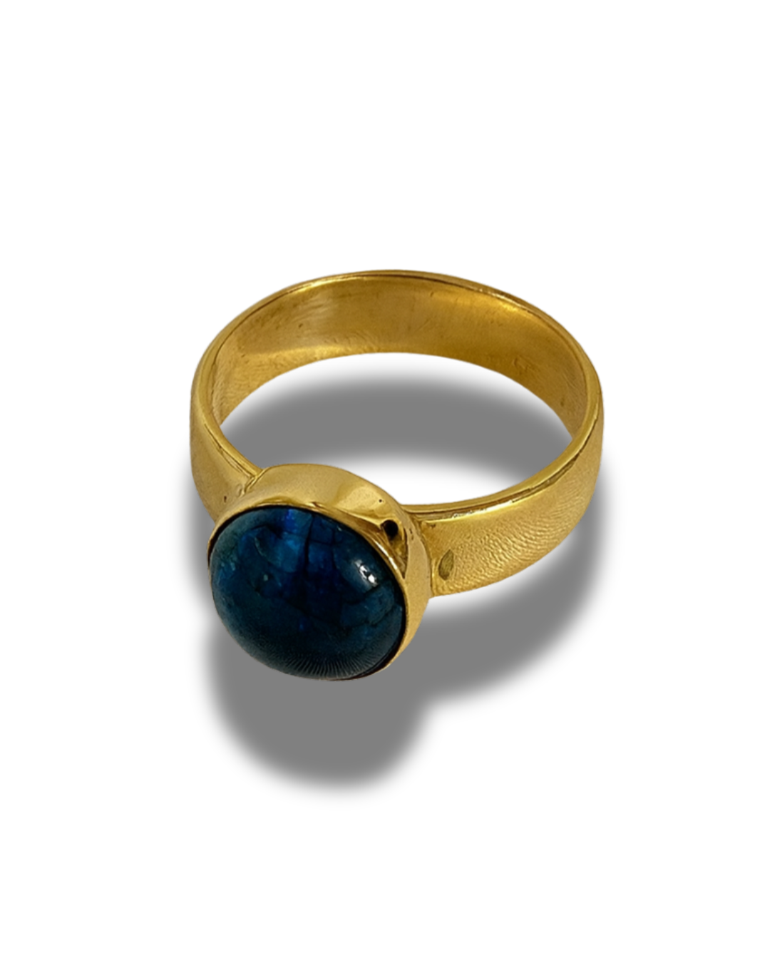 Goldplated Ring with Transparent Blue Glassbead