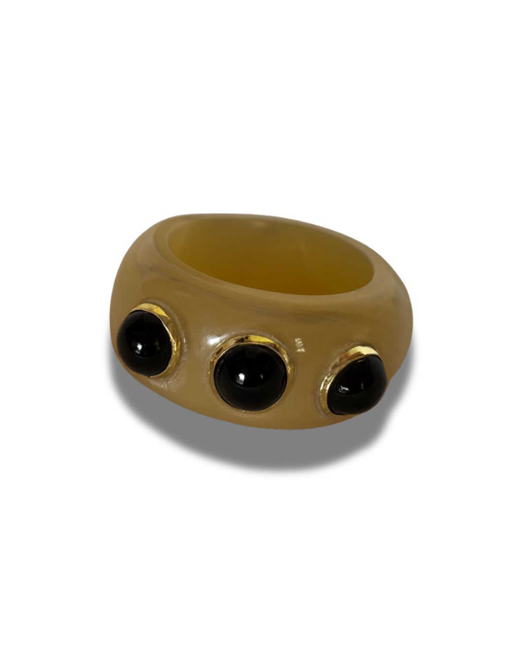 Ring Made from Africa's Finest Horn and Glassbeads